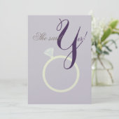 Diamond Ring Ze zei ja, grijs en Mauve Party card Kaart (Staand voorkant)