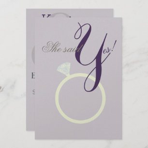 Diamond Ring Ze zei ja, grijs en Mauve Party card Kaart