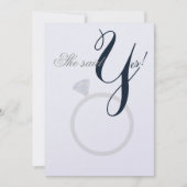 Diamond Ring Ze zei ja Navy en Grey Party Kaart (Voorkant)