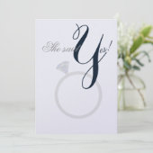 Diamond Ring Ze zei ja Navy en Grey Party Kaart (Staand voorkant)