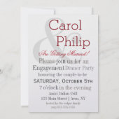 Diamond Ring Ze zei ja Silver en Burgundy Party Kaart (Achterkant)