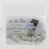 Diamond Rings and Pearls Wedding Save the Date (Voorkant / Achterkant)