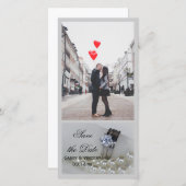 Diamond Rings and Pearls Wedding Save the Date (Voorkant / Achterkant)