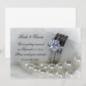 Diamond Rings and Pearls Wedding Save the Date Kaart (Voorkant / Achterkant)