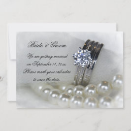 Diamond Rings and Pearls Wedding Save the Date Kaart