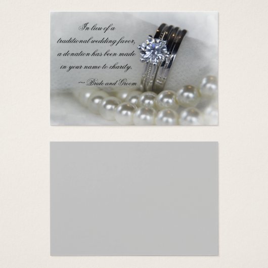 Diamond Rings en Pearls Wedding Charity Favors Visitekaartje (Voorkant /achterkant)