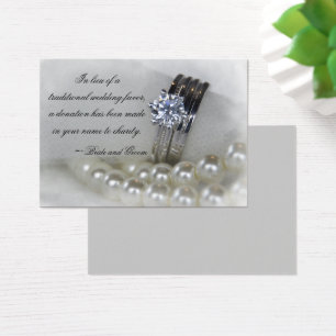 Diamond Rings en Pearls Wedding Charity Favors Visitekaartje