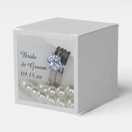 Diamond Rings en White Pearls Wedding Bedankdoosjes