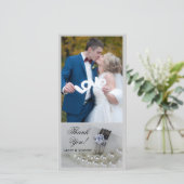 Diamond Rings en White Pearls Wedding Dank u Bedankkaart (Staand voorkant)