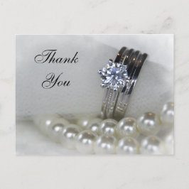 Diamond Rings en White Pearls Wedding Dank u Briefkaart