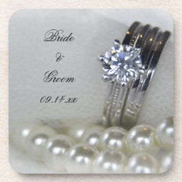 Diamond Rings en White Pearls Wedding Drankjes Onderzetter