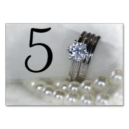 Diamond Rings en White Pearls Wedding Kaart