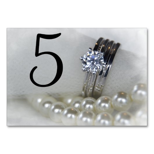 Diamond Rings en White Pearls Wedding Kaart (Achterkant)