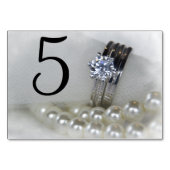 Diamond Rings en White Pearls Wedding Kaart (Voorkant)
