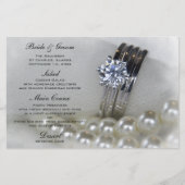 Diamond Rings en White Pearls Wedding Menu (Voorkant)