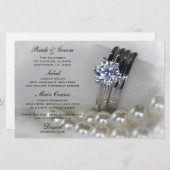 Diamond Rings en White Pearls Wedding Menu (Voorkant / Achterkant)