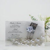 Diamond Rings en White Pearls Wedding Menu (Staand voorkant)