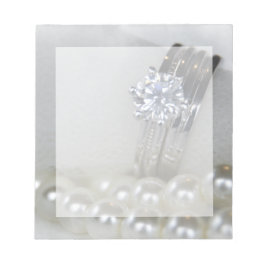 Diamond Rings en White Pearls Wedding Notitieblok