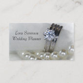 Diamond Rings en White Pearls Wedding Planner Visitekaartje (Voorkant)