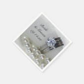 Diamond Rings en White Pearls Wedding Servetten (Hoek)