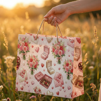 Diamond Rings, Roses & Luxury Gift Boxes Pattern Groot Cadeauzakje