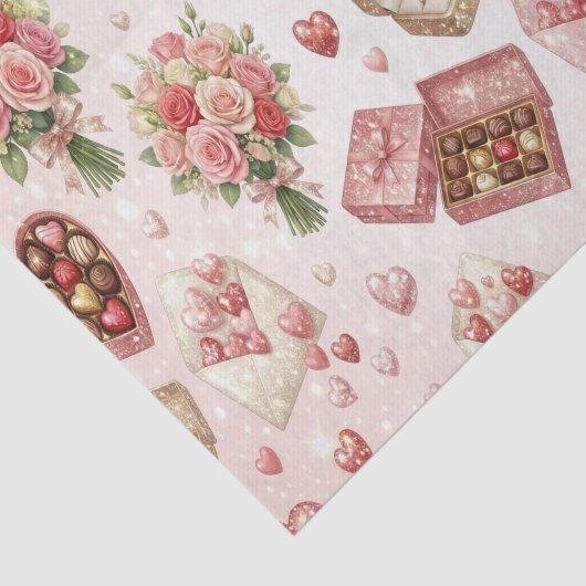 Diamond Rings, Roses & Luxury Gift Boxes Pattern Tissuepapier (Detail)