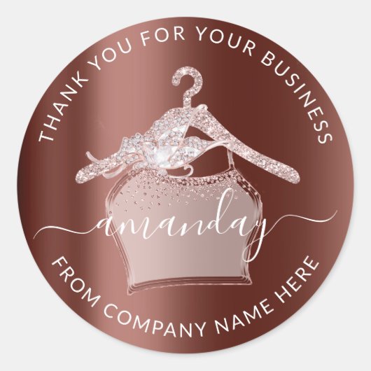 Diamond Roos Clothes Hanger Logo Naam Hartelijk da Ronde Sticker (Voorkant)