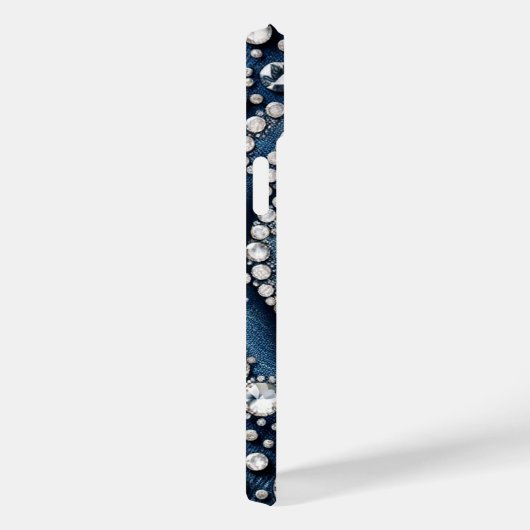 Diamond Roos & Denim Glam Bling Case-Mate iPhone Case (Achterkant / Rechts)