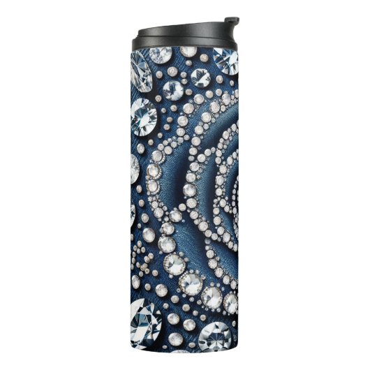 Diamond Roos & Denim Glam Bling Thermosbeker (Gedraaid links)