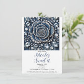 Diamond Roos & Denim Glam Sweet 16 Verjaardagsfees Kaart (Staand voorkant)