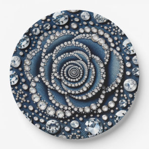 Diamond Roos & Denim Glam Sweet 16 Verjaardagsfees Papieren Bordje