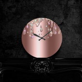 Diamond Roos Gold Drip | Glitter Drops op Sateen Ronde Klok