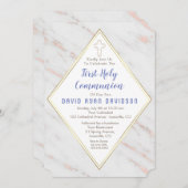 Diamond Roos Gold Marble First Heilige Communie Kaart (Voorkant / Achterkant)