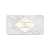 Diamond Roos Gold Marble Wedding Etiket (Voorkant)