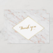 Diamond Roos Goud Marmeren bruiloft BEDANKT (Voorkant / Achterkant)