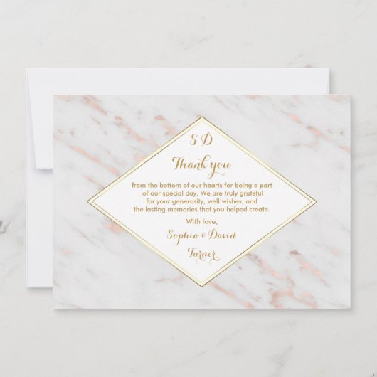 Diamond Roos Goud Marmeren bruiloft BEDANKT (Achterkant)