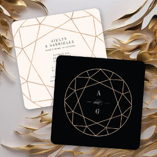 Diamond Roos Gouden Edelsteen Geometrisch Stijlvol Vierkante Visitekaartje