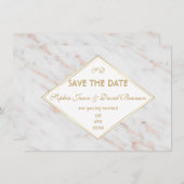 Diamond Roos Gouden Marmeren Bruiloft SAVE THE DAT Kaart (Voorkant / Achterkant)
