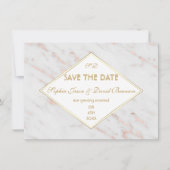 Diamond Roos Gouden Marmeren Bruiloft SAVE THE DAT Kaart (Voorkant)
