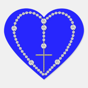 Diamond Rosary - Hail Mary Full of Grace Hart Sticker