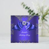 Diamond Royal Blue Paars Silver Elegant Birthday Kaart (Staand voorkant)