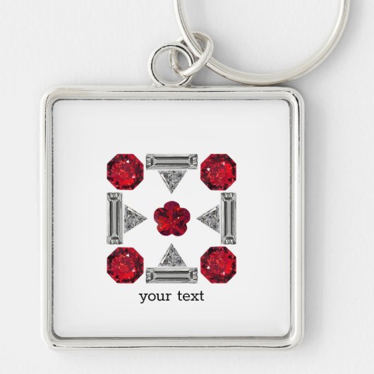 Diamond Ruby Gemstone Art, rood Sleutelhanger (Voorkant)