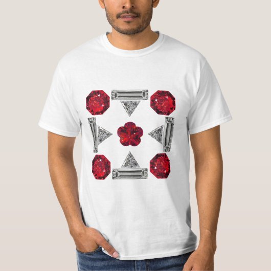 Diamond Ruby Gemstone Art, rood T-shirt (Voorkant)