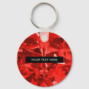 Diamond Ruby Gemstone Persoonlijk Sleutelhanger