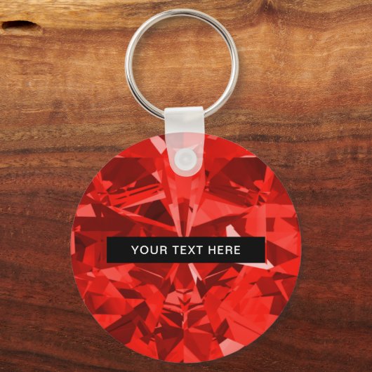 Diamond Ruby Gemstone Persoonlijk Sleutelhanger (Voorkant)