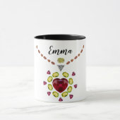 Diamond & Ruby Heart Jouw naam Coffee Mok (Midden)