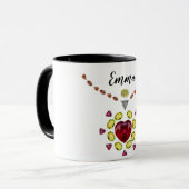 Diamond & Ruby Heart Jouw naam Coffee Mok (Voorkant links)