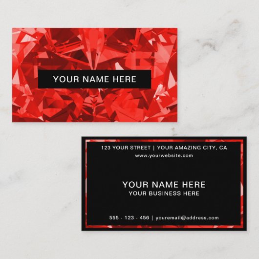 Diamond Ruby Luxe Rood Elegant Visitekaartje (Voorkant / Achterkant)