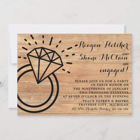 Diamond Rustic Wedding Engagement Party Kaart (Voorkant)