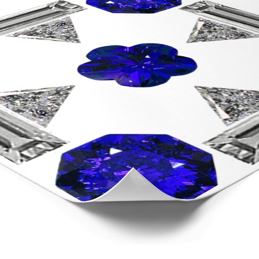 Diamond Sapphire Gemstone Art, Blue Poster (Hoek)